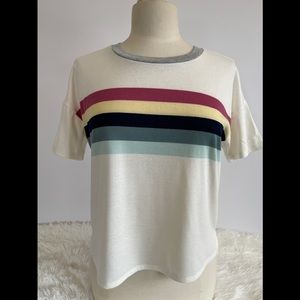Pink Republic Multi-Colored Stripe T Shirt Medium
